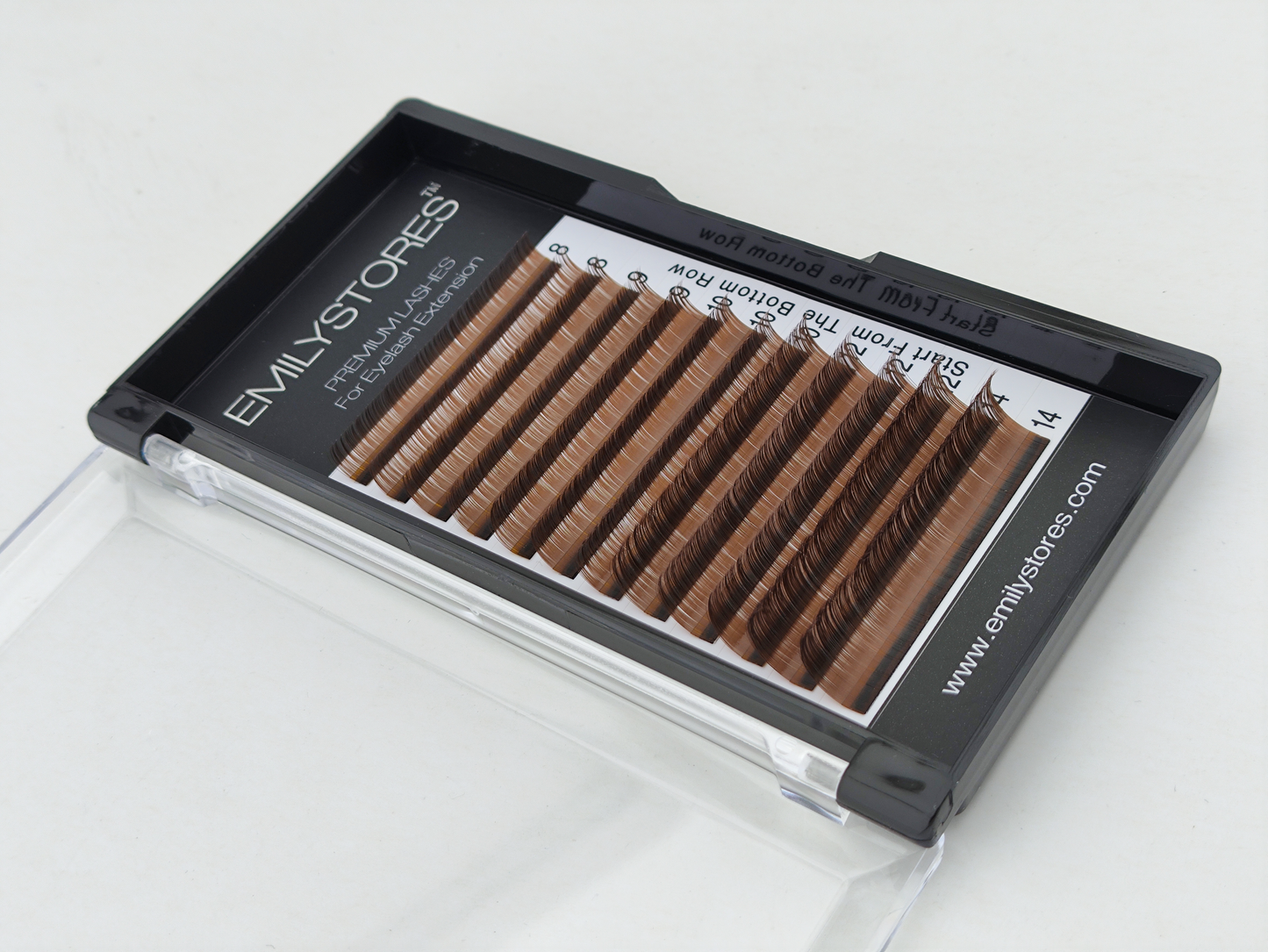 EMILYSTORES Brown Eyelash Extensions 0.05 / 0.07 / 0.10MM Lashes J B C D Curl 8-14MM Length Mix Size