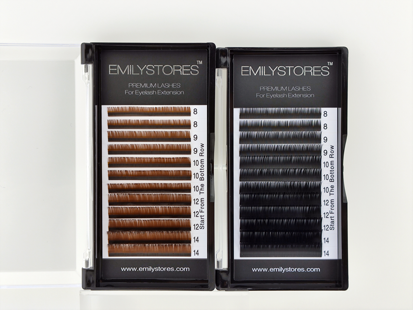 EMILYSTORES Brown Eyelash Extensions 0.05 / 0.07 / 0.10MM Lashes J B C D Curl 8-14MM Length Mix Size