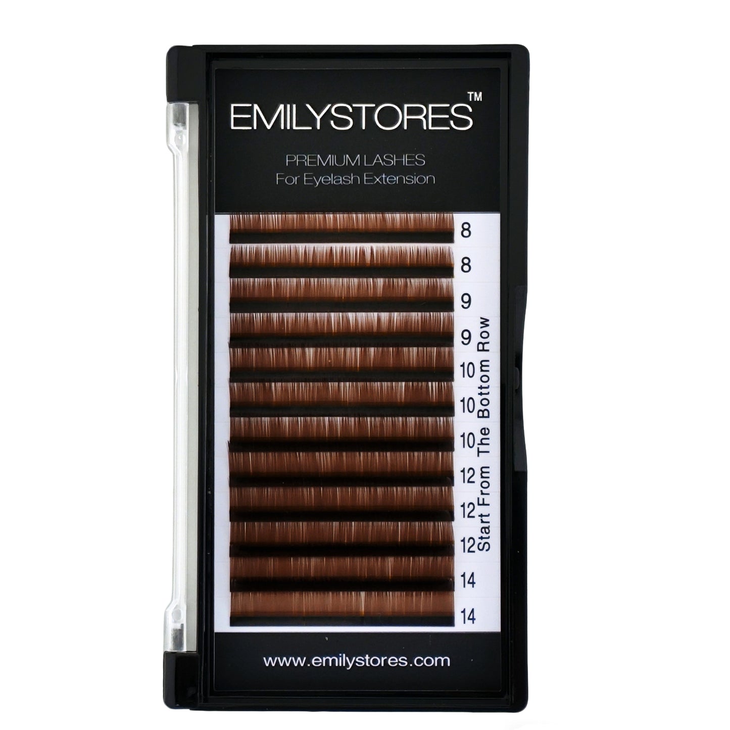 EMILYSTORES Brown Eyelash Extensions 0.05 / 0.07 / 0.10MM Lashes J B C D Curl 8-14MM Length Mix Size