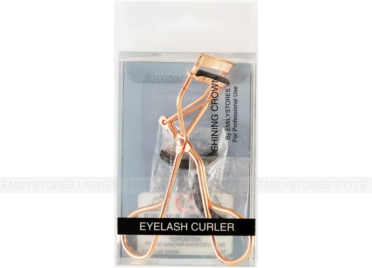 Professional Makeup Tool for Eyelashes with 2 Replacement Silicone Refill Pads Pinch Pain Free Metal Eyelash Curler 1PC, Golden Color