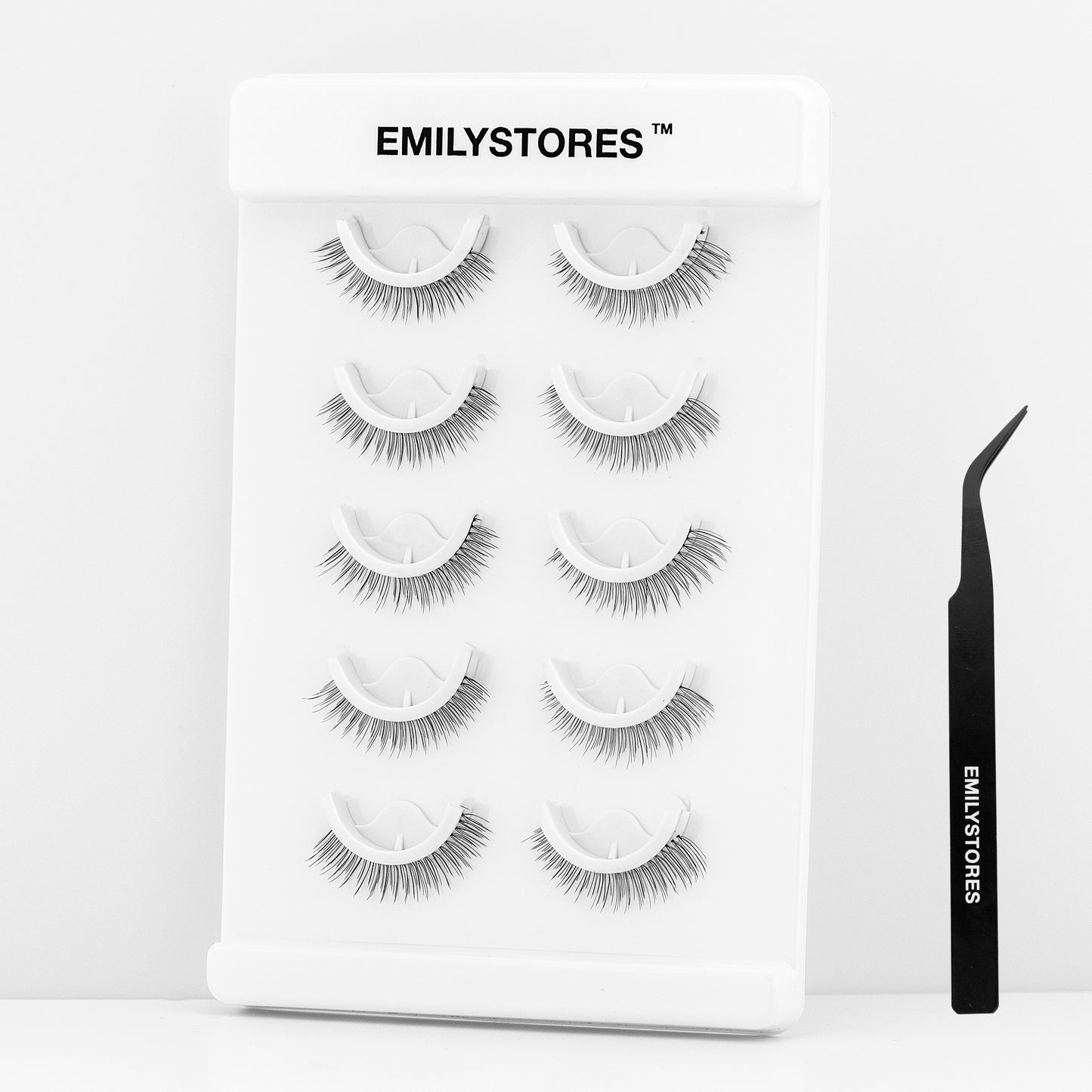 Brown Self Adhesive Eyelashes Stick Lashes Pre-Glued Natural Press on Lashes, Reusable, With Tweezer Applicator 5 Pairs (DLP07)