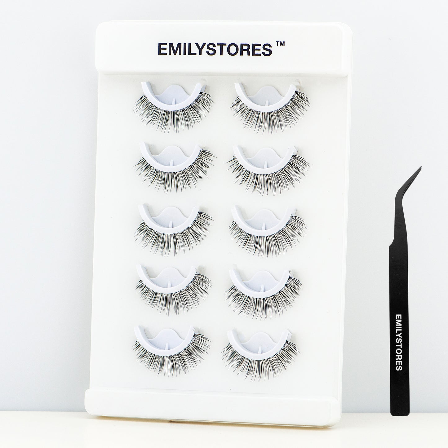 Brown Self Adhesive Eyelashes Stick Lashes Pre-Glued Natural Press on Lashes, Reusable, With Tweezer Applicator 5 Pairs (DLP07)