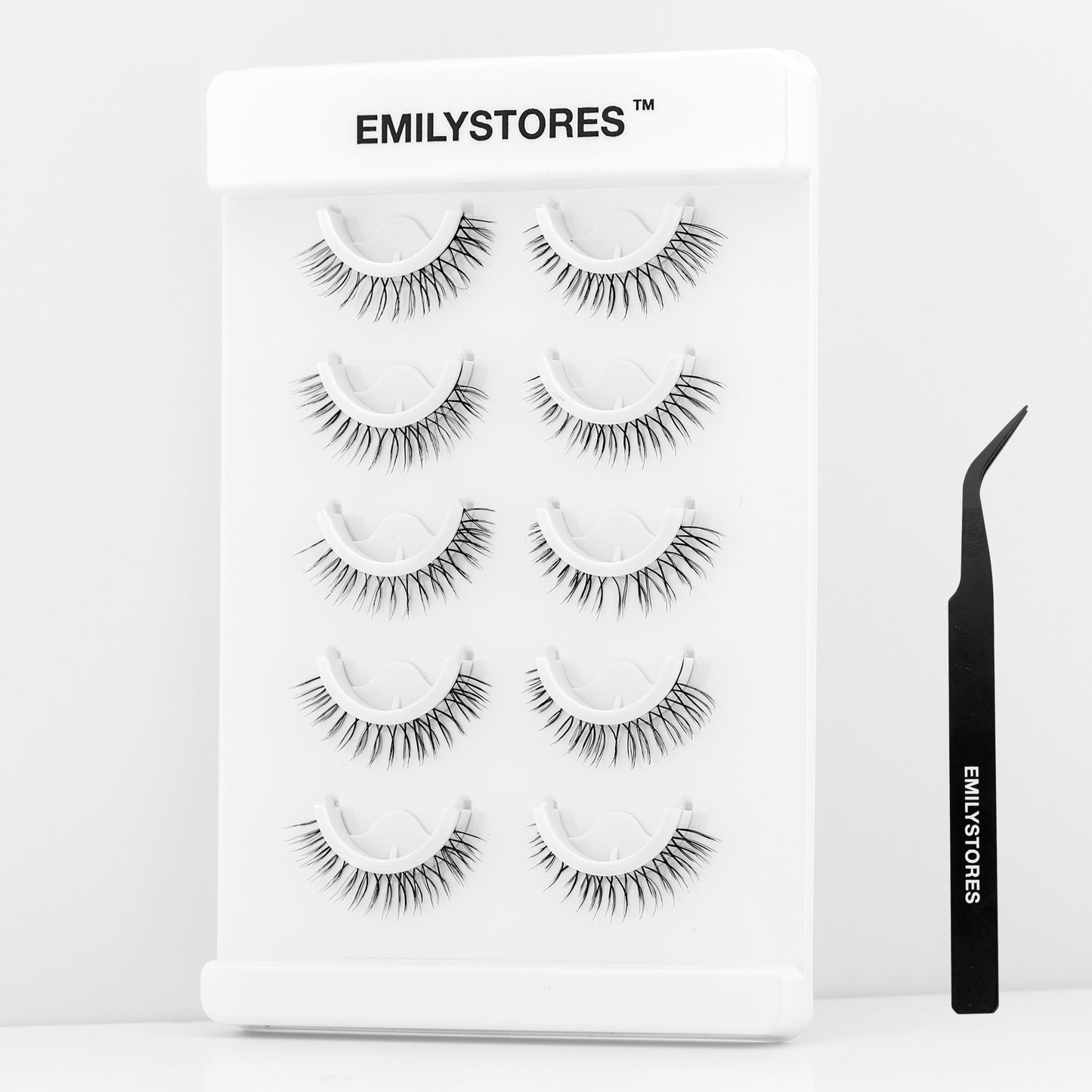 Brown Self Adhesive Eyelashes Stick Lashes Pre-Glued Natural Press on Lashes, Reusable, With Tweezer Applicator 5 Pairs (DLP07)