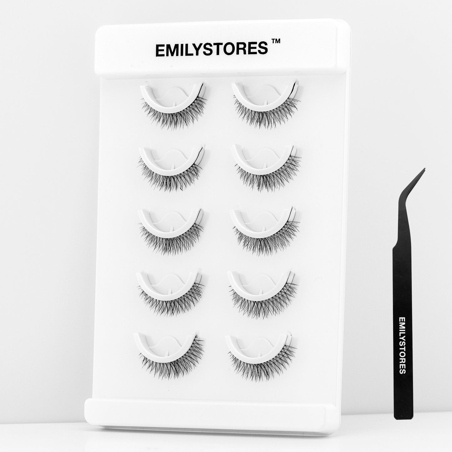 Brown Self Adhesive Eyelashes Stick Lashes Pre-Glued Natural Press on Lashes, Reusable, With Tweezer Applicator 5 Pairs (DLP07)