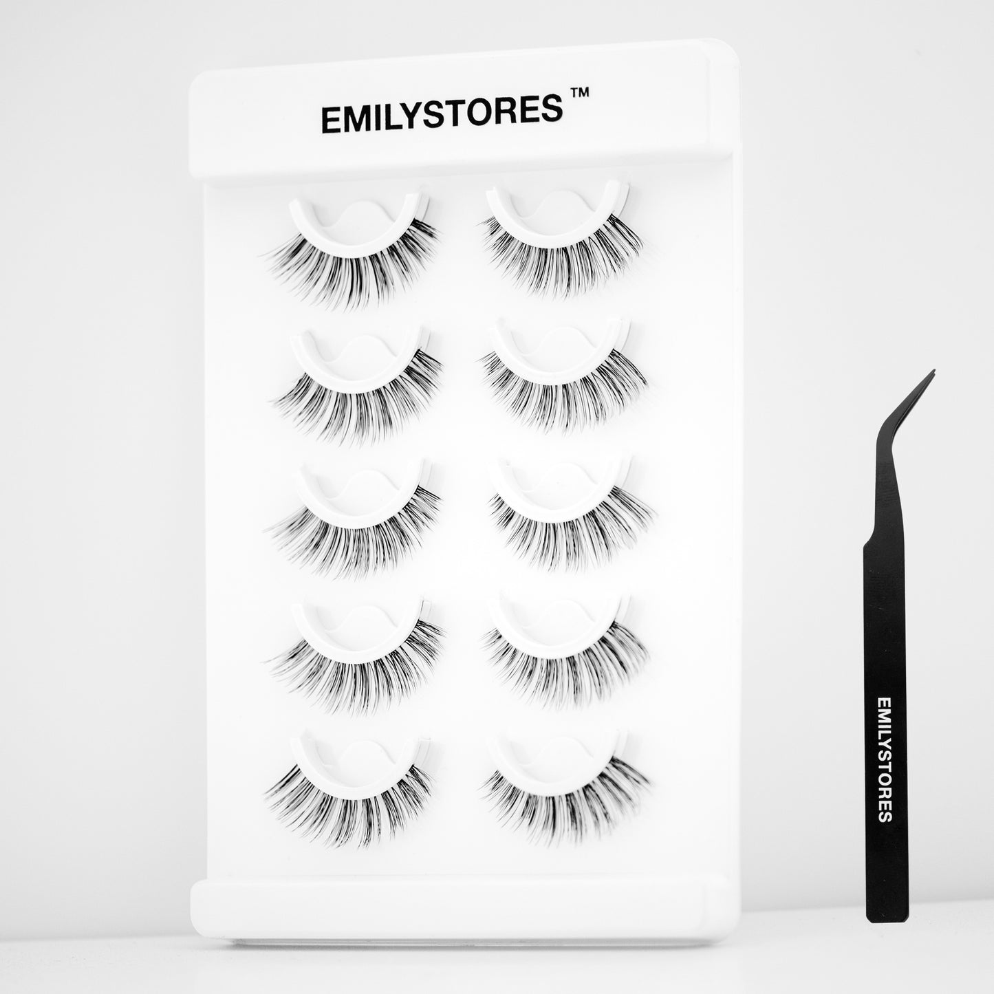 Brown Self Adhesive Eyelashes Stick Lashes Pre-Glued Natural Press on Lashes, Reusable, With Tweezer Applicator 5 Pairs (DLP07)