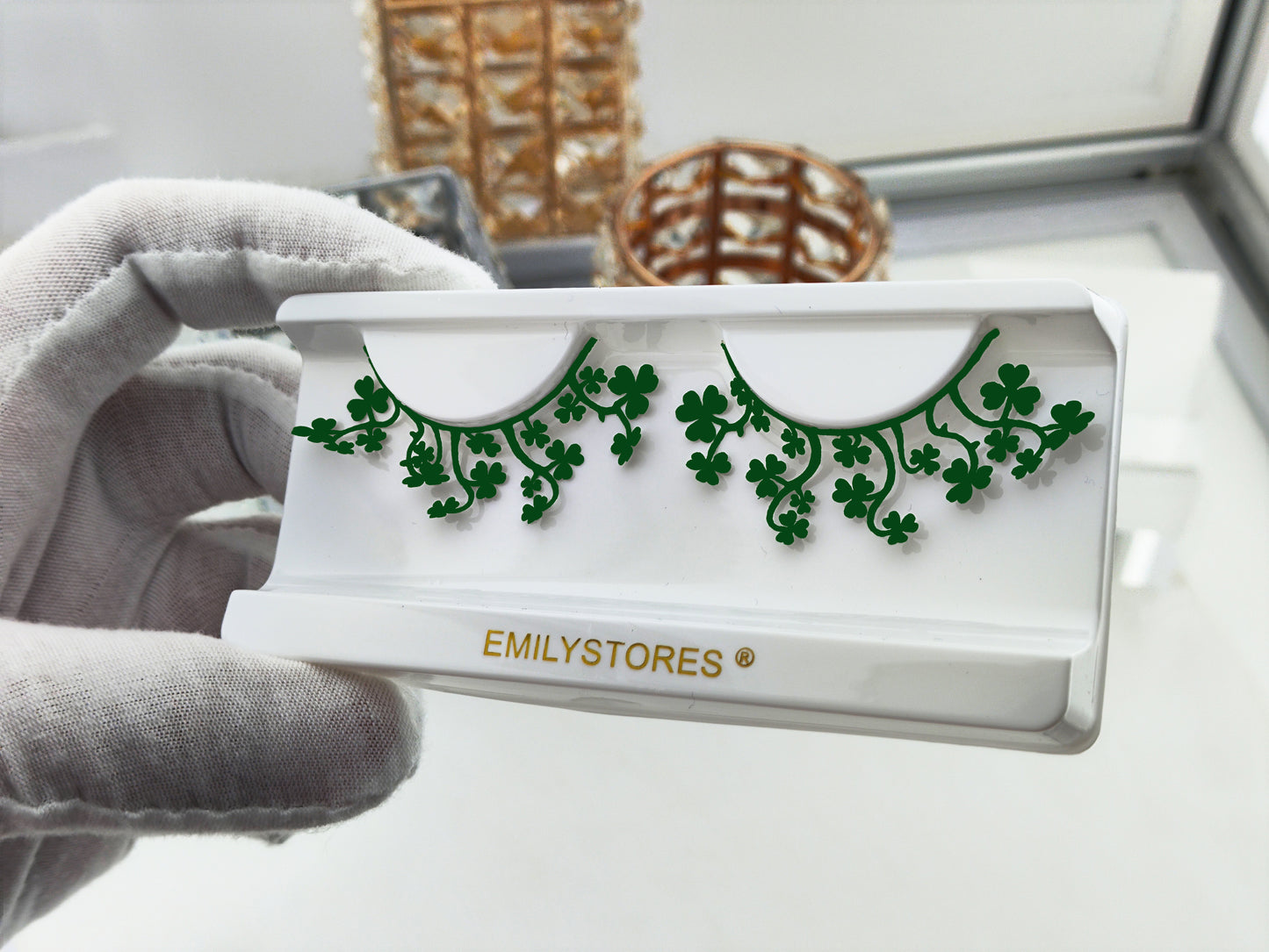 Green Lashes Shamrock 3D Clover Leaves Leprechauns For St. Patrick's Day Masquerade Halloween Costume Eyelashes 1 Pair